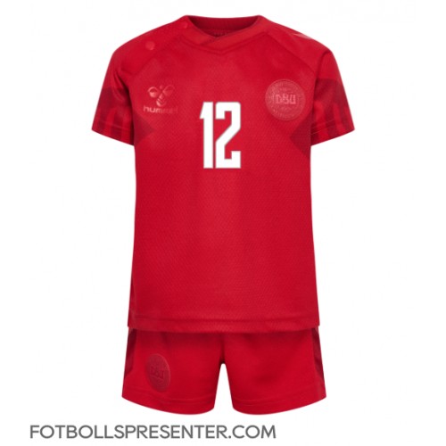 Danmark Kasper Dolberg #12 Hemmatröja Barn VM 2022 Kortärmad (+ korta byxor)